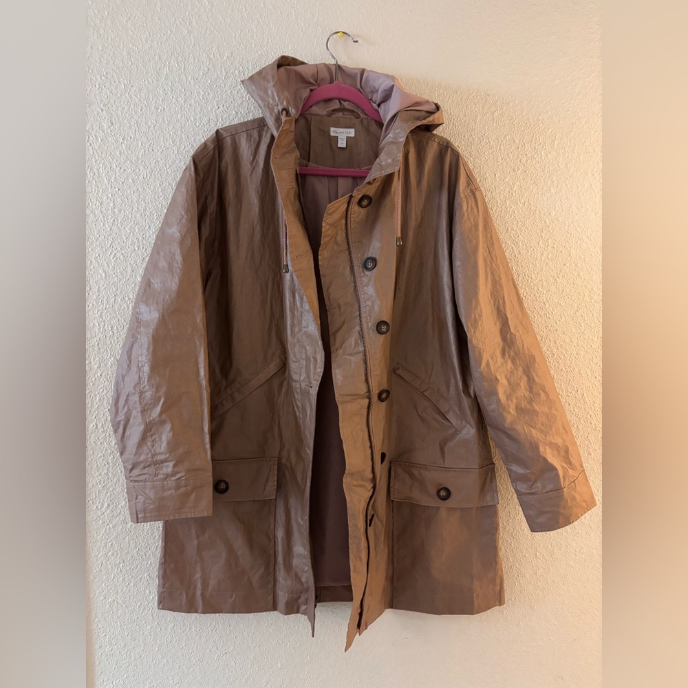 Garnet Hill Coated Tan Beige Rain Jacket 10
